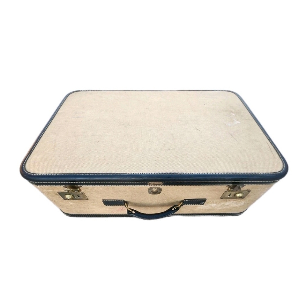 Hartmann 50's Vintage Tan Suitcase with Black Trim